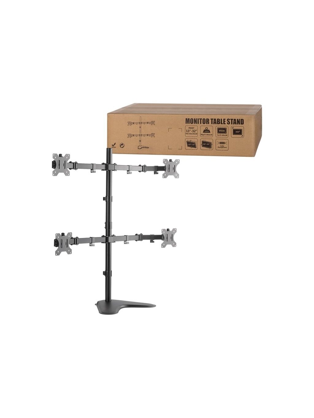 Logilink BP0046 Quad Monitor Desk Stand 13"-32'' | Logilink | Desk Mount | BP0046 | 13-32 " | Maximum weight (capacity) Carrying capacity of each arm: Max. 8 kg  kg | Black 1