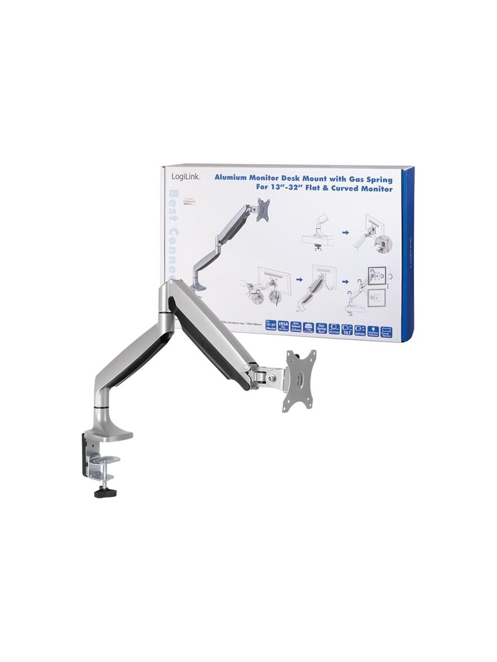 Logilink | Desk Mount | BP0042 | 13-32 " | Maximum weight (capacity) 9 kg | Silver 1 Logilink | Desk Mount | BP0042 | 13-32 " | Maximum weight (capacity) 9 kg | Silver 1