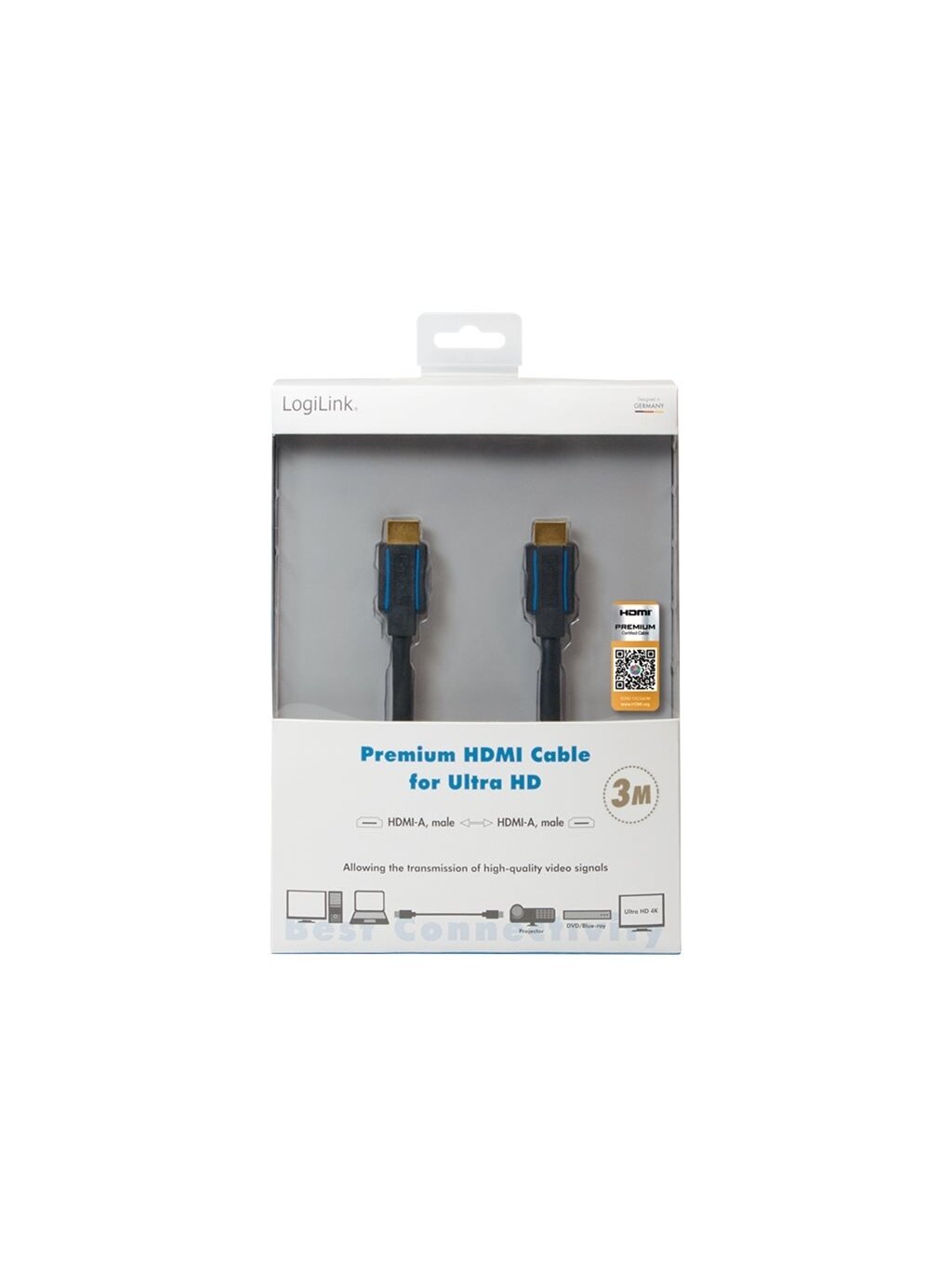 Logilink | Premium HDMI Cable for Ultra HD | CHB005 | HDMI male (type A) | HDMI male (type A) | HDMI to HDMI | 3 m 4