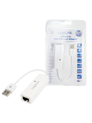 Logilink | Fast Ethernet USB 2.0 to RJ45 Adapter: | 0.115 m | White | USB-A to RJ45