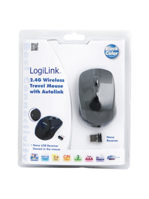 Logilink | Maus optisch Funk 2.4 GHz | wireless | 2.4GH wireless mini mouse with autolink | Black 2