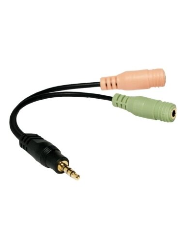 Logilink | Audio jack adapter, 4-pin, 3.5 mm stereo male to 2x 3.5mm female | 0.15 m