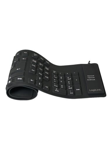 Logilink | Flexible waterproof Keyboard USB + PS/2 | ID0019A | Flexible keyboard | Wired | DE | Black