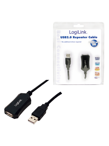 Logilink | USB 2.0 repeater 5m | USB-A to USB-A USB A male | USB A female