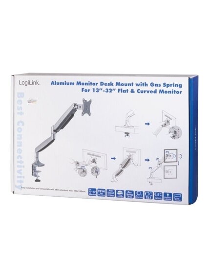 Logilink | Desk Mount | BP0042 | 13-32 " | Maximum weight (capacity) 9 kg | Silver 4