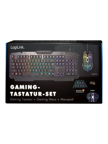 Logilink | Gaming-Set, keyboard, mouse and mouspad | ID0185 | Keyboard, Mouse and Pad Set | Wired | Mouse included | DE 2