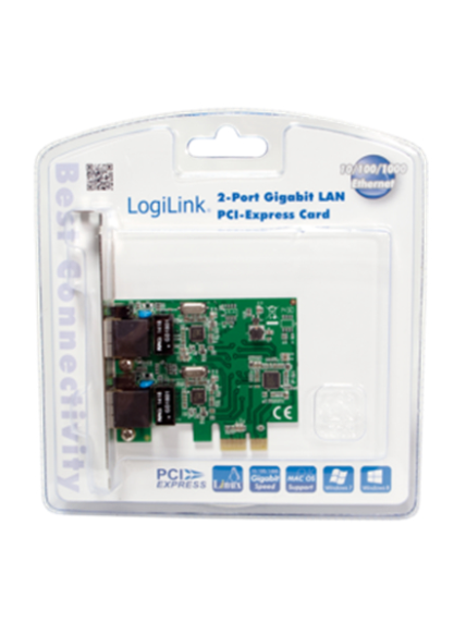 Logilink PC0075, 2-port Gigabit PCI Express network card | Logilink | 2 x Gigabit Lan (RJ 45) | PCIe 1 Logilink PC0075, 2-port Gigabit PCI Express network card | Logilink | 2 x Gigabit Lan (RJ 45) | PCIe 1