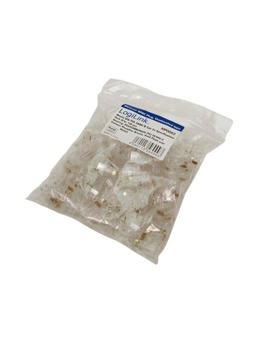Logilink | MP0002 | CAT5e Modular PlugSuitable for 8P8C Round CablePlug unshieldedGold-plated contacts | Transparent 1