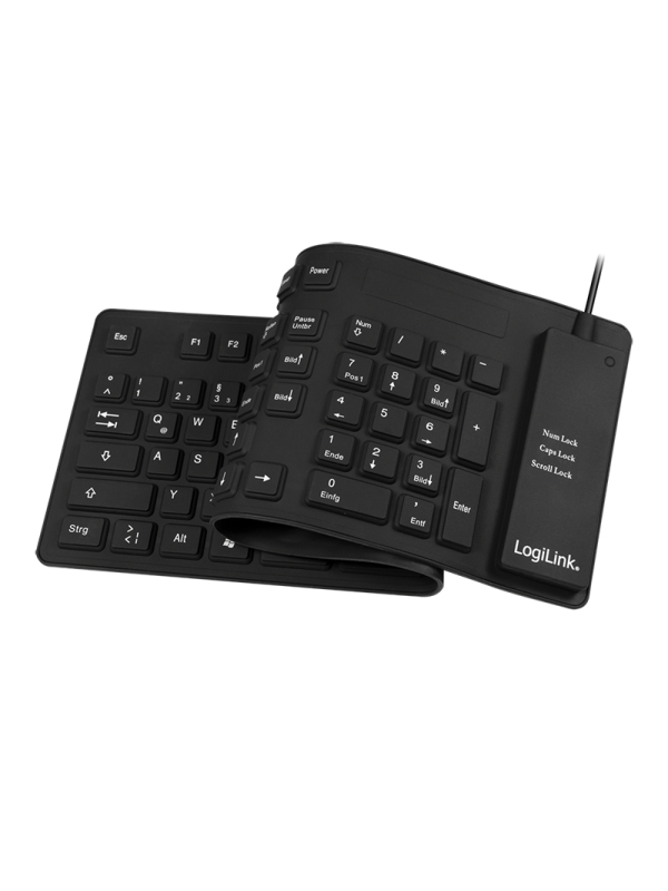 Logilink | Flexible waterproof Keyboard USB + PS/2 | ID0019A | Flexible keyboard | Wired | DE | Black 5 Logilink | Flexible waterproof Keyboard USB + PS/2 | ID0019A | Flexible keyboard | Wired | DE | Black 5