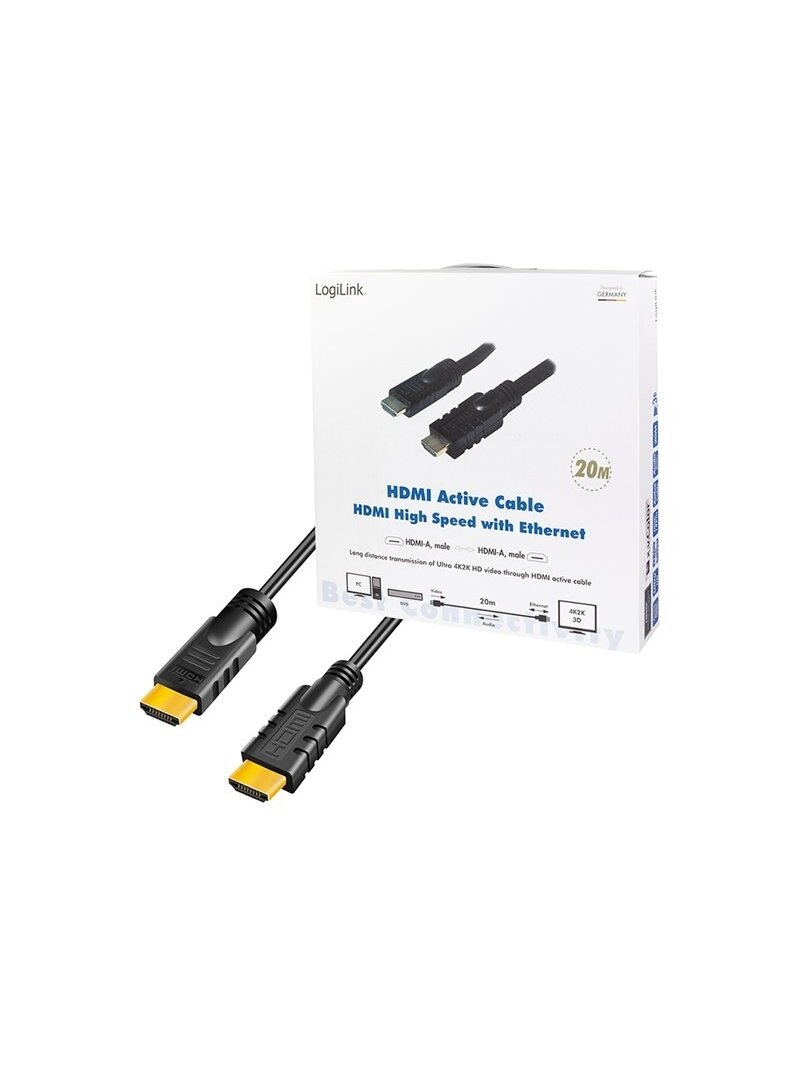 Logilink, CHA0020, 20m, Active, HDMI cable, type A male, - HDMI type A male, black. | Logilink | HDMI to HDMI | 20 m 5 Logilink, CHA0020, 20m, Active, HDMI cable, type A male, - HDMI type A male, black. | Logilink | HDMI to HDMI | 20 m 5
