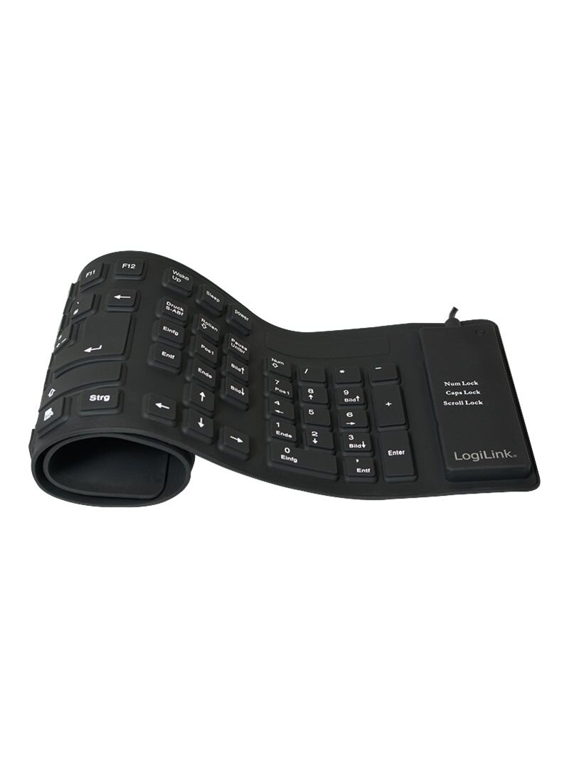 Logilink | Flexible waterproof Keyboard USB + PS/2 | ID0019A | Flexible keyboard | Wired | DE | Black Logilink | Flexible waterproof Keyboard USB + PS/2 | ID0019A | Flexible keyboard | Wired | DE | Black