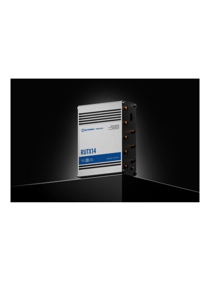 LTE Cat 12 Router | RUTX14 | 802.11ac | 867 Mbit/s | 10/100/1000 Mbps Mbit/s | Ethernet LAN (RJ-45) ports 5 | MU-MiMO Yes | 4G | Antenna type Internal 5 LTE Cat 12 Router | RUTX14 | 802.11ac | 867 Mbit/s | 10/100/1000 Mbps Mbit/s | Ethernet LAN (RJ-45) ports 5 | MU-MiMO Yes | 4G | Antenna type Internal 5