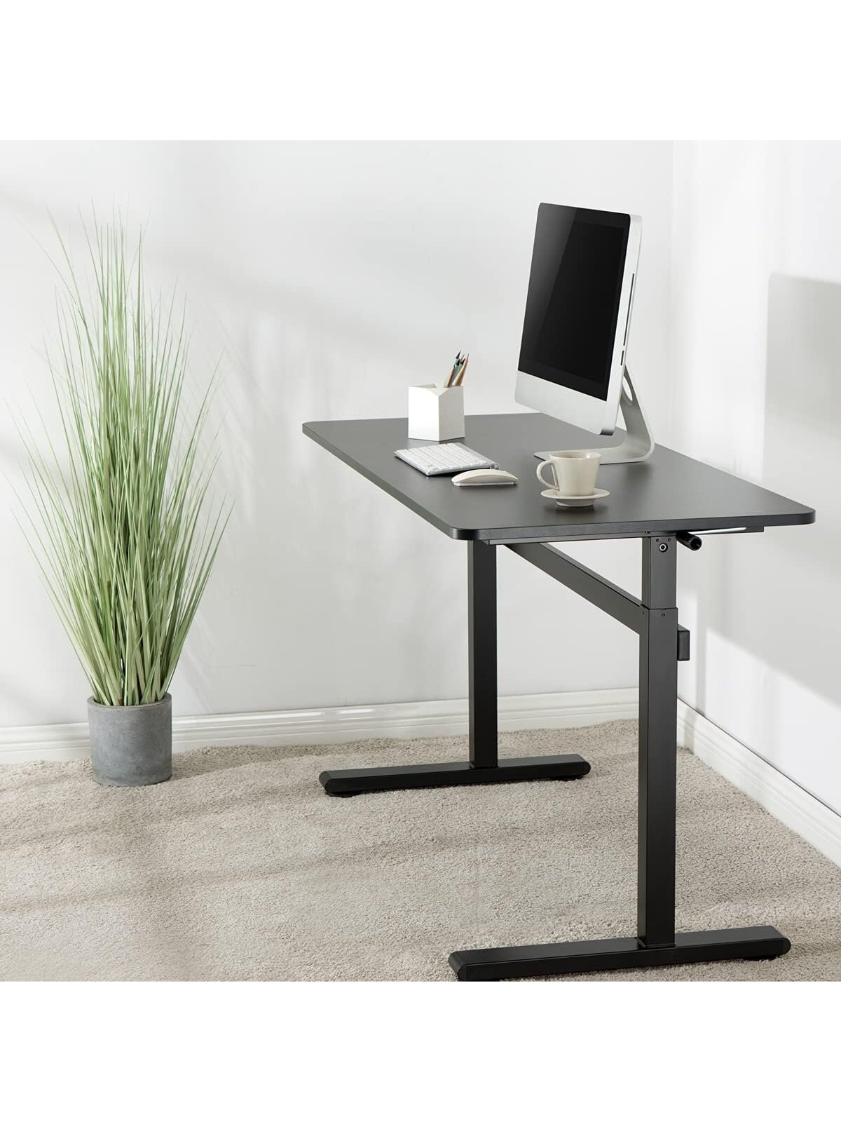 Manually adjustable sit-stand desk EO0027 | 70-117 cm | Maximum load weight 40 kg | Black 5