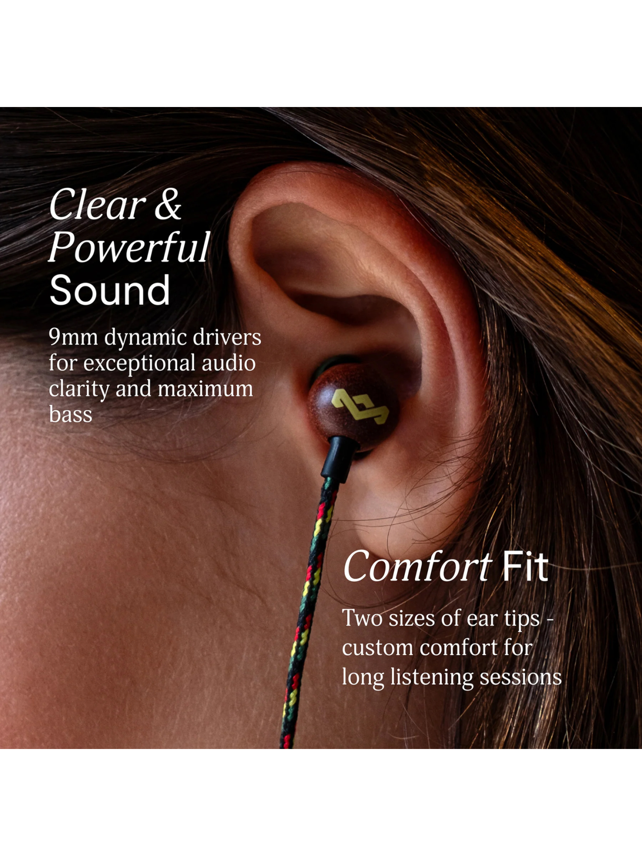 Marley Wired Earbuds | Smile Jamaica | Built-in microphone | USB Type-C | Rasta 3