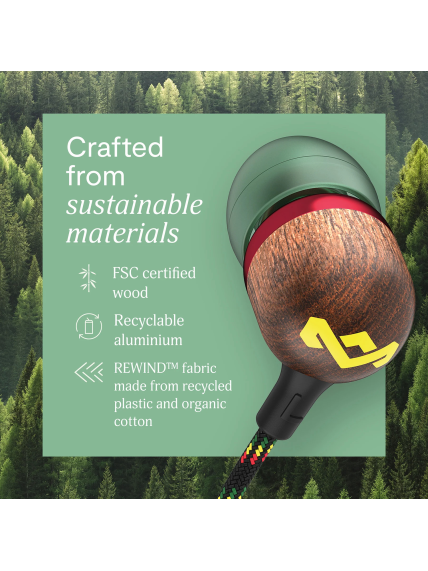 Marley Wired Earbuds | Smile Jamaica | Built-in microphone | USB Type-C | Rasta 4 Marley Wired Earbuds | Smile Jamaica | Built-in microphone | USB Type-C | Rasta 4