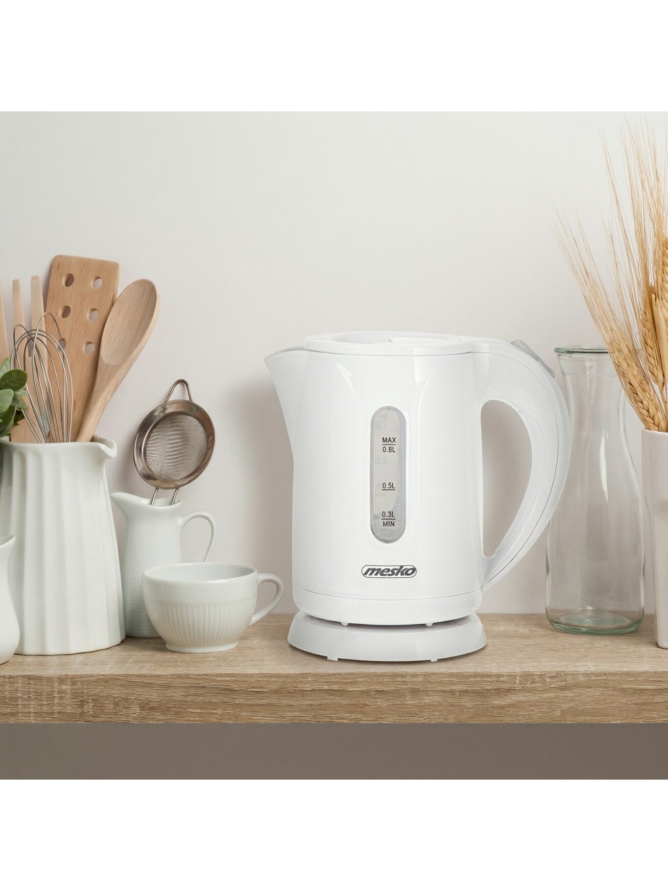 Mesko Kettle | MS 1376 | Electric | 850 W | 0.8 L | Plastic | 360° rotational base | White 7