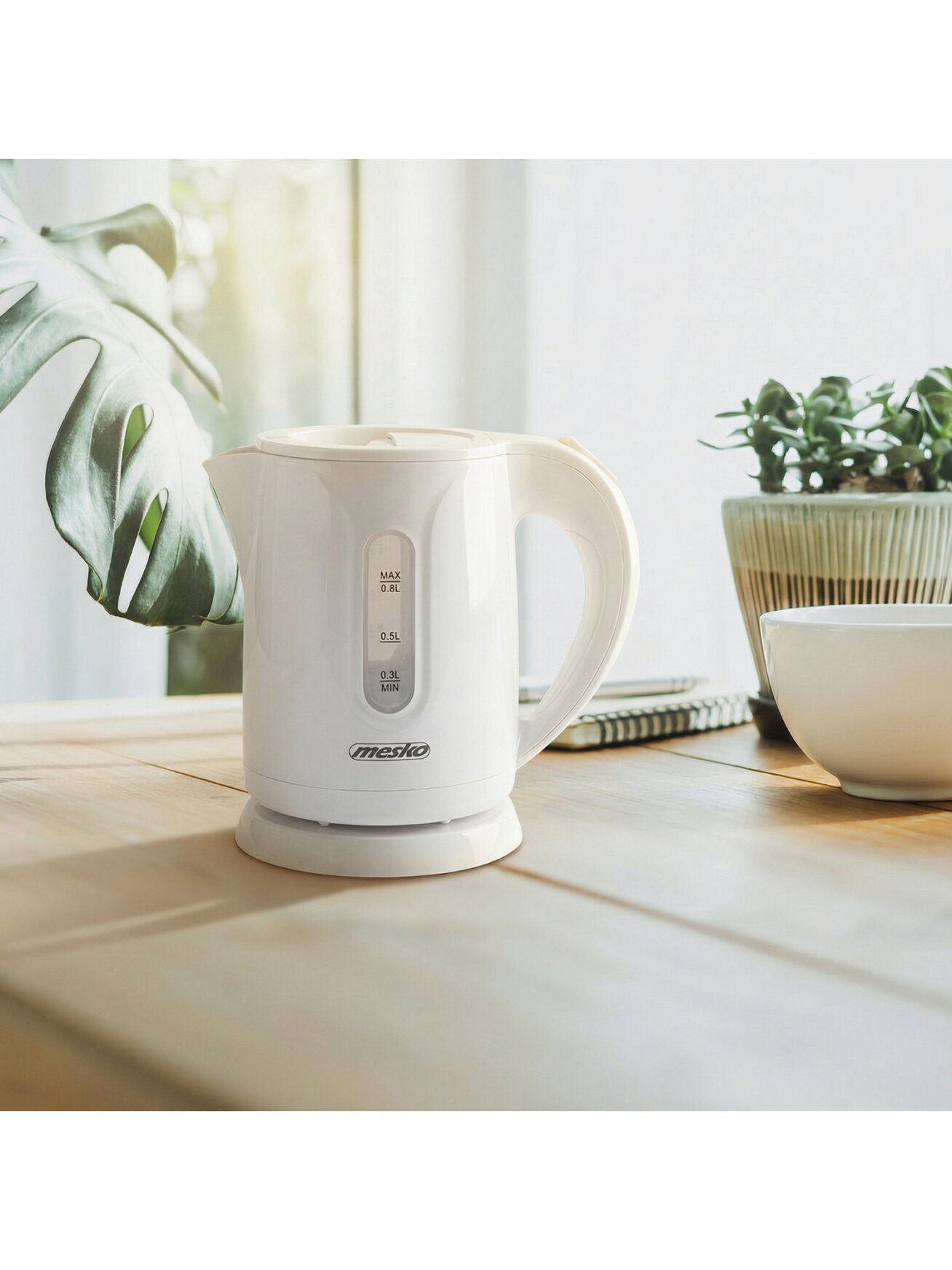 Mesko Kettle | MS 1376 | Electric | 850 W | 0.8 L | Plastic | 360° rotational base | White 8