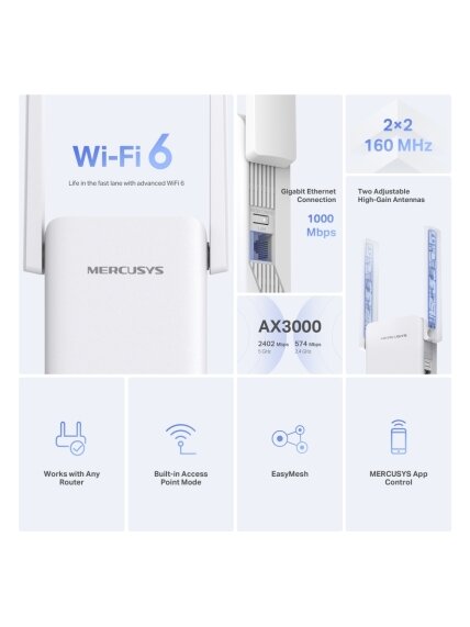 Mercusys AX3000 Dual-Band Wi-Fi 6 USB Adapter | ME80X | White 2 Mercusys AX3000 Dual-Band Wi-Fi 6 USB Adapter | ME80X | White 2
