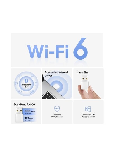Mercusys AX900 Nano Wi-Fi 6 Bluetooth USB Adapter | MA60XNB 2