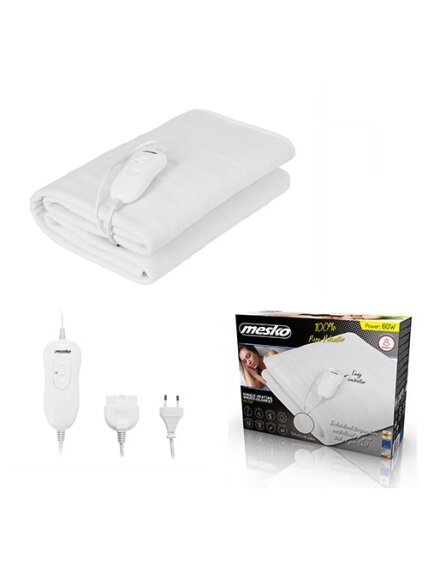 Mesko | Electirc heating under-blanket | MS 7419 | Number of heating levels 4 | Number of persons 1 | Washable | Remote control | Polyester | 60 W | White 2 Mesko | Electirc heating under-blanket | MS 7419 | Number of heating levels 4 | Number of persons 1 | Washable | Remote control | Polyester | 60 W | White 2