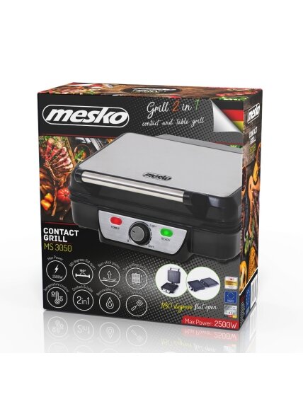 Mesko | Grill | MS 3050 | Contact grill | 1800 W | Black/Stainless steel 5