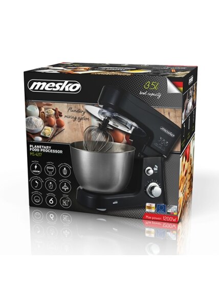 Mesko | MS 4217 | 1200 W | Number of speeds 6 | Bowl capacity 3.5 L | Stainless steel/Black 6