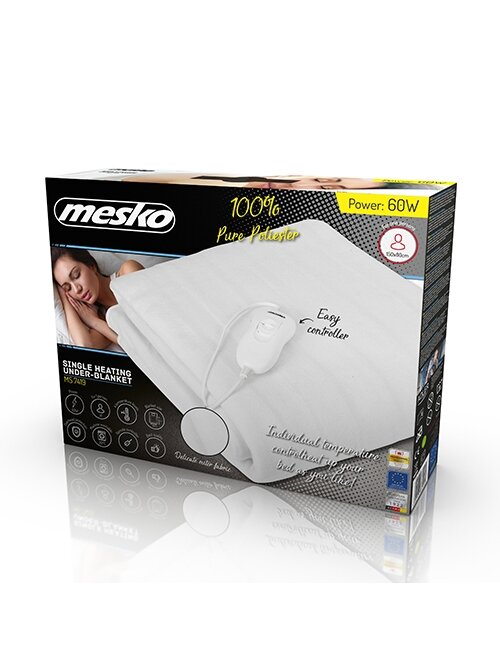 Mesko | Electirc heating under-blanket | MS 7419 | Number of heating levels 4 | Number of persons 1 | Washable | Remote control | Polyester | 60 W | White 1