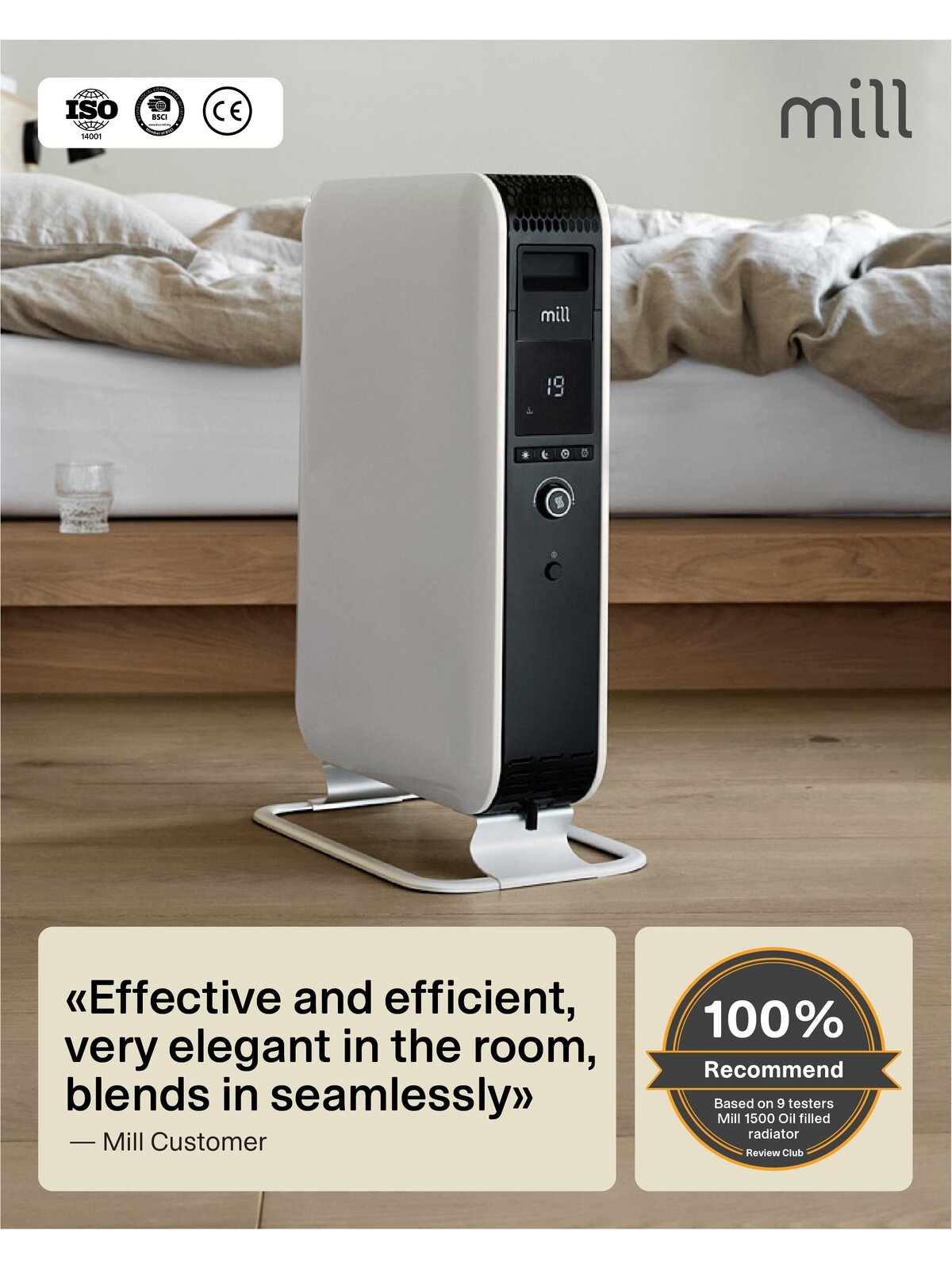 Mill | Heater | AB-H1000DN | Oil Filled Radiator | 1000 W | Number of power levels 3 | Suitable for rooms up to 12-16 m³ | White 18 Mill | Heater | AB-H1000DN | Oil Filled Radiator | 1000 W | Number of power levels 3 | Suitable for rooms up to 12-16 m³ | White 18