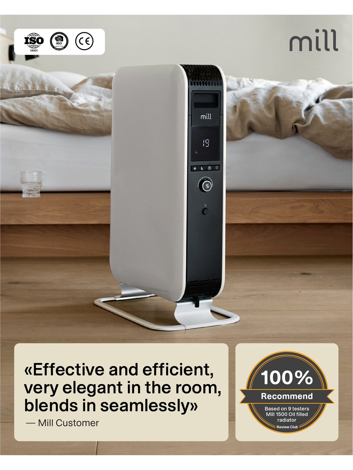Mill | Heater | AB-H1500DN | Oil Filled Radiator | 1500 W | Number of power levels 3 | Suitable for rooms up to 16-24 m² | White 12 Mill | Heater | AB-H1500DN | Oil Filled Radiator | 1500 W | Number of power levels 3 | Suitable for rooms up to 16-24 m² | White 12