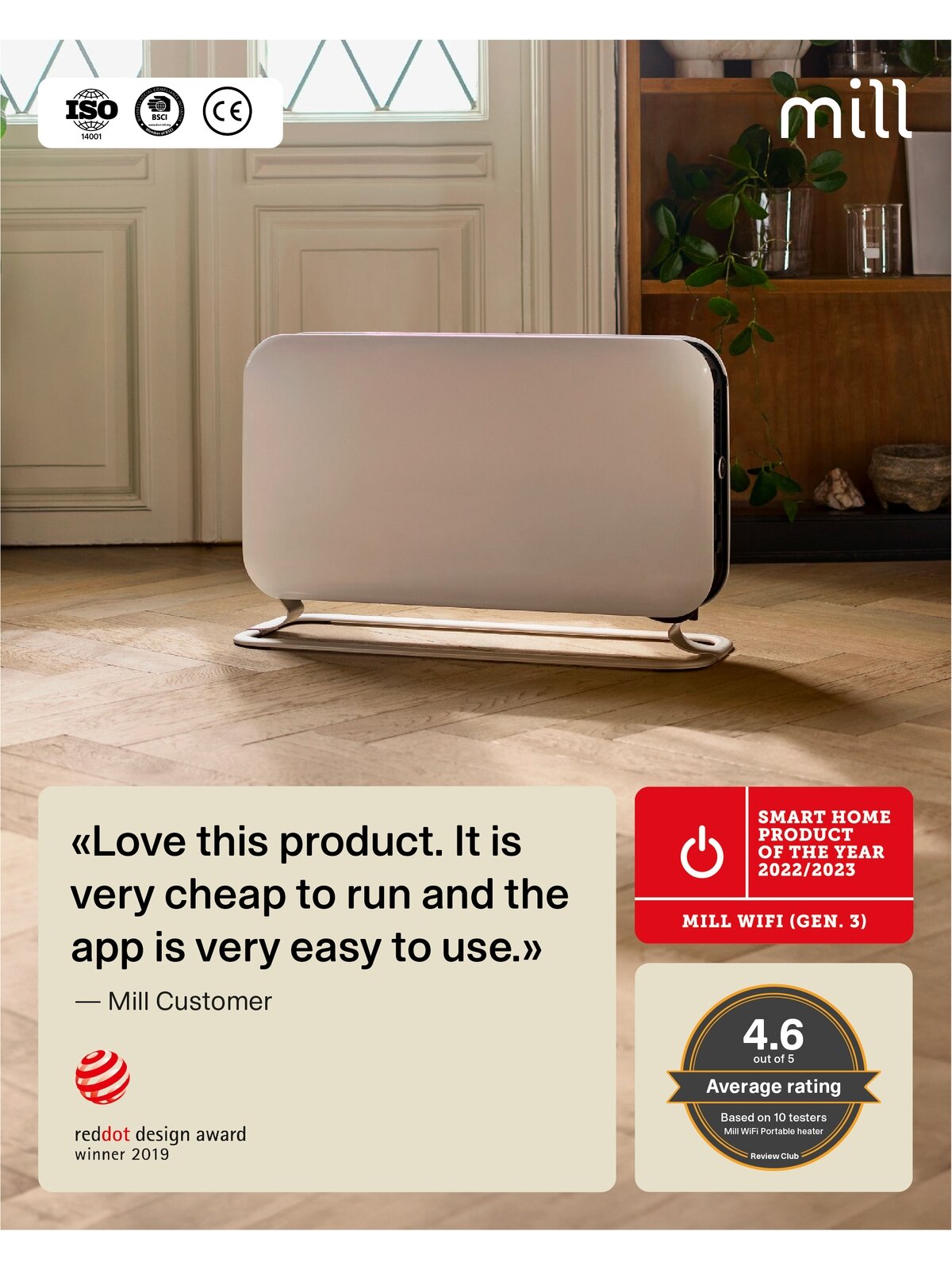 Mill | Heater | CO1200WIFI3 GEN3 | Convection Heater | 1200 W | Number of power levels 3 | Suitable for rooms up to 14-18 m² | White | N/A 9 Mill | Heater | CO1200WIFI3 GEN3 | Convection Heater | 1200 W | Number of power levels 3 | Suitable for rooms up to 14-18 m² | White | N/A 9