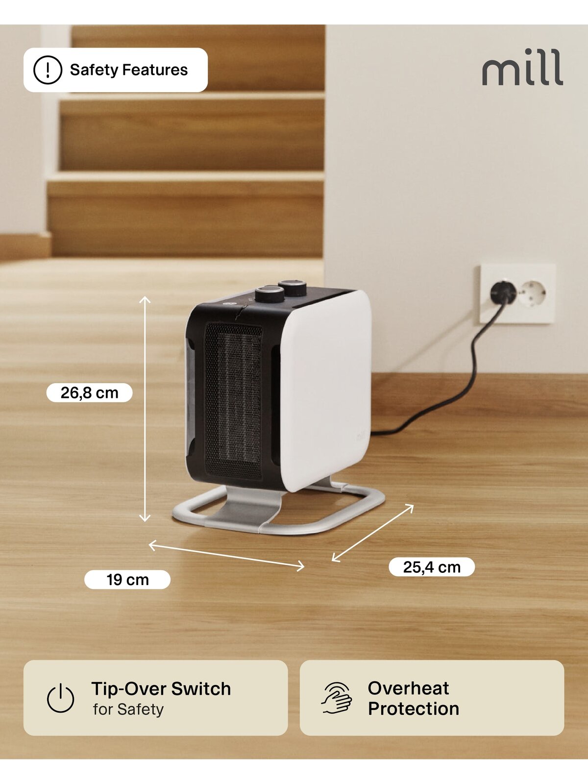 Mill | Heater | CUS1800MECWA | Fan heater | 1800 W | Number of power levels 2 | Suitable for rooms up to 10-30 m² | White Mill | Heater | CUS1800MECWA | Fan heater | 1800 W | Number of power levels 2 | Suitable for rooms up to 10-30 m² | White