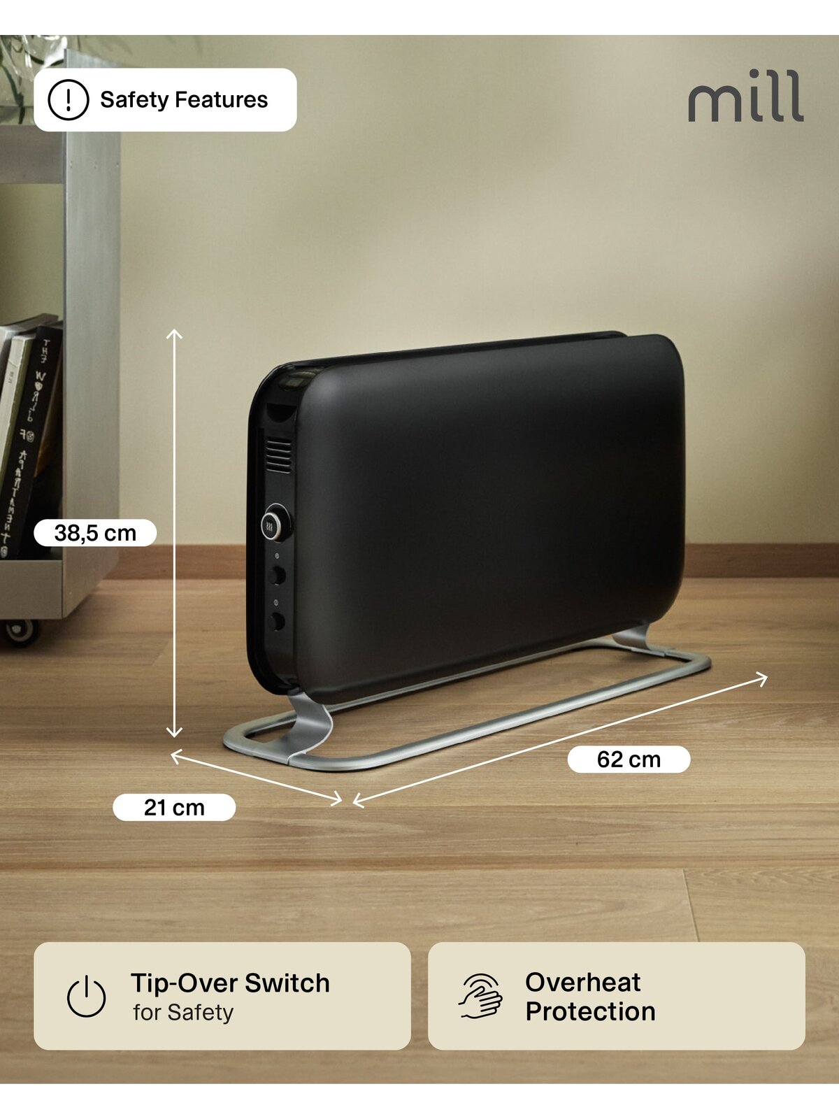 Mill | Heater | SG2000LED | Convection Heater | 2000 W | Number of power levels 3 | Suitable for rooms up to 5-20 m² | Black 9 Mill | Heater | SG2000LED | Convection Heater | 2000 W | Number of power levels 3 | Suitable for rooms up to 5-20 m² | Black 9