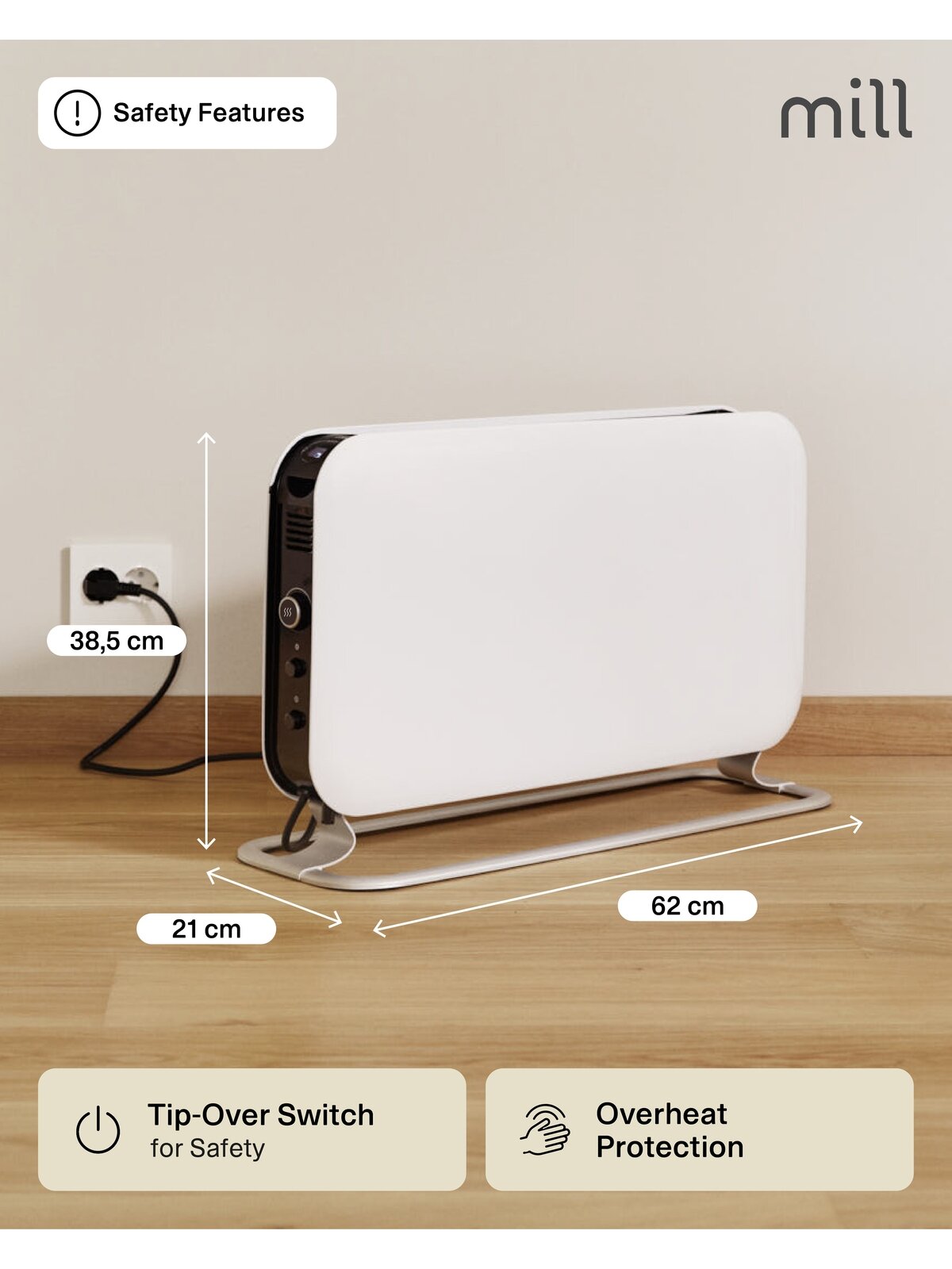 Mill | Heater | SG2000LED | Convection Heater | 2000 W | Number of power levels 3 | Suitable for rooms up to 5-20 m² | White 17