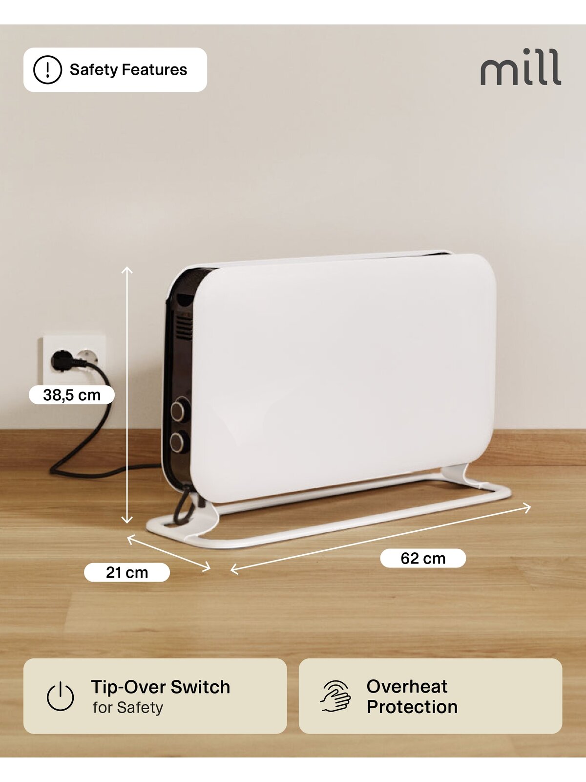 Mill | Heater | SG2000MEC | Convection Heater | 2000 W | Number of power levels 3 | Suitable for rooms up to 5-20 m² | White | N/A 11