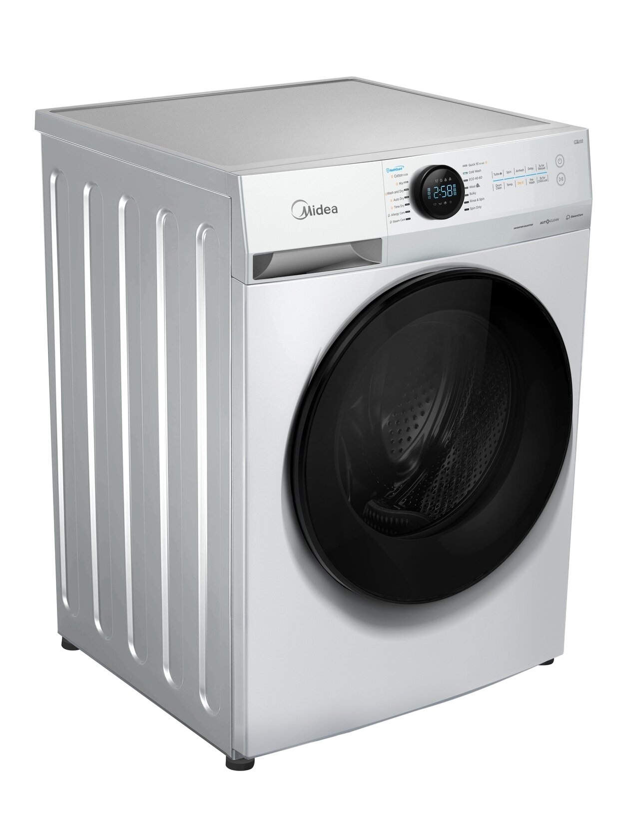 Midea Washing Machine with Dryer | MF200D80WB/W-HR | Energy efficiency class A/E | Front loading | Washing capacity 8 kg | 1400 RPM | Depth 48 cm | Width 60 cm | Digital | Drying system | Drying capacity 6 kg | Steam function | White 1 Midea Washing Machine with Dryer | MF200D80WB/W-HR | Energy efficiency class A/E | Front loading | Washing capacity 8 kg | 1400 RPM | Depth 48 cm | Width 60 cm | Digital | Drying system | Drying capacity 6 kg | Steam function | White 1