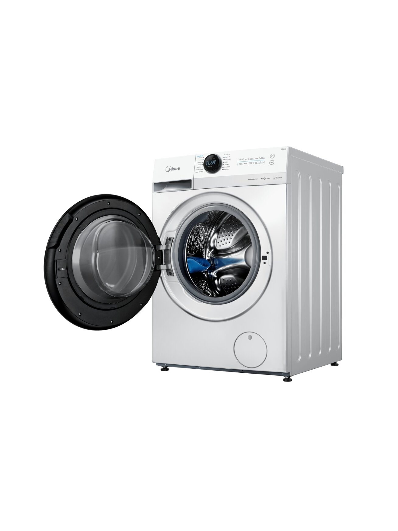 Midea Washing Machine | MF200W80WB/W-HR | Energy efficiency class A | Front loading | Washing capacity 8 kg | 1400 RPM | Depth 48 cm | Width 60 cm | Display | LCD | Steam function | White 1