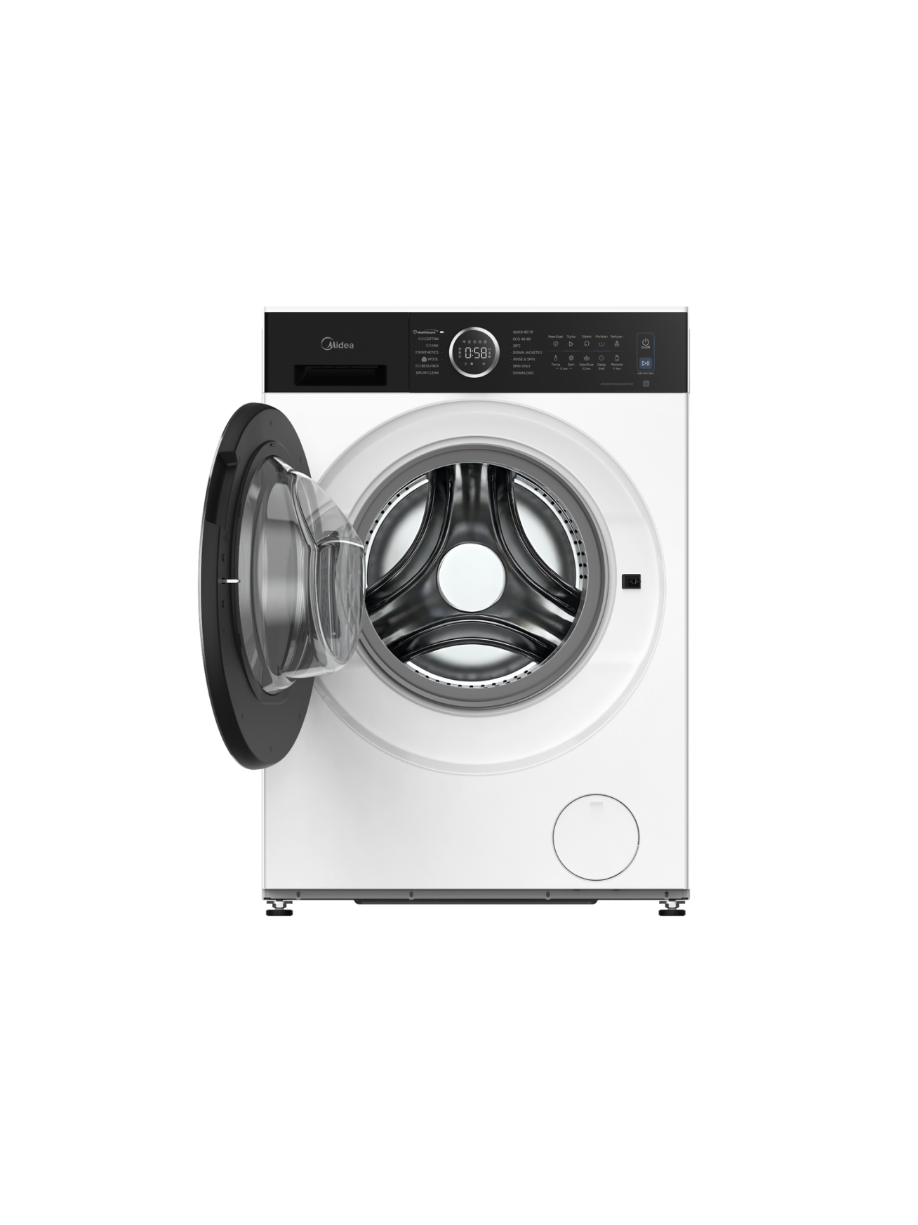 Midea Washing Machine | MF205W80BA30/W-BK | Energy efficiency class A | Front loading | Washing capacity 8 kg | 1400 RPM | Depth 49 cm | Width 60 cm | Display | LED | White 2
