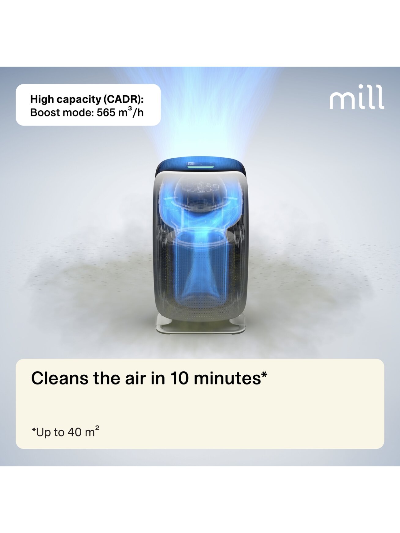Mill | Silent Pro Air Purifier | APSILENT | Suitable for rooms up to 115 m² | 68.3 m³ | White/Black 7