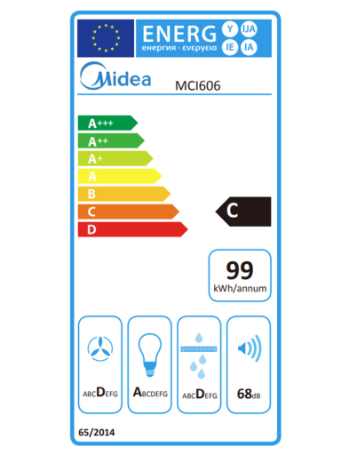 Midea Hood | MCI606 | Built-in | Energy efficiency class C | Width 52 cm | 610 m³/h | Mechanical | LED | Stainless steel Midea Hood | MCI606 | Built-in | Energy efficiency class C | Width 52 cm | 610 m³/h | Mechanical | LED | Stainless steel