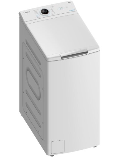 Midea | Washing Machine | MF100T70BA10/W-HR | Energy efficiency class A | Top loading | Washing capacity 7 kg | 1200 RPM | Depth 61 cm | Width 40 cm | Display | LED | Steam function | White