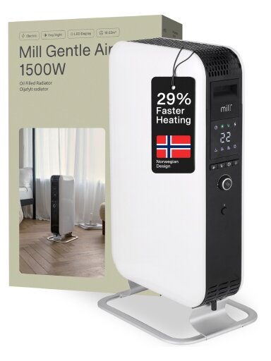 Mill | Heater | AB-H1500DN | Oil Filled Radiator | 1500 W | Number of power levels 3 | Suitable for rooms up to 16-24 m² | White Mill | Heater | AB-H1500DN | Oil Filled Radiator | 1500 W | Number of power levels 3 | Suitable for rooms up to 16-24 m² | White