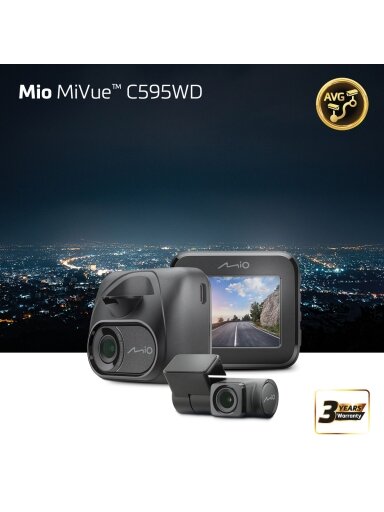 Mio MiVue C595WD (T30 rear cam), Full HD, STARVIS, Speedcam | GPS | Wi-Fi