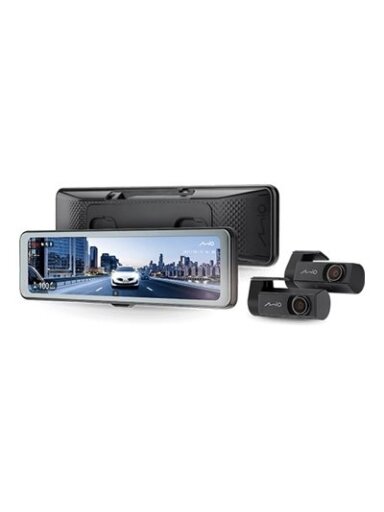 Mio MiVue R860WD, Dash Cam | GPS | Wi-Fi | Front and rear cams synchronized for recording with an unobstructed view; 11.26" IPS anti-glare touchscreen; Upgrade to the STARVIS 2 technology for clear details; Integrated high speed Wi-Fi – Quick pairing usin
