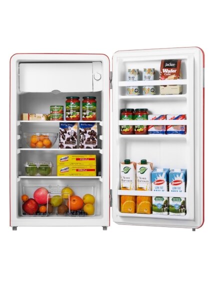 Midea Refrigerator | MDRD142SLE32 | Energy efficiency class E | Free standing | Larder | Height 83.5 cm | Fridge net capacity 93 L | 41 dB | Red 4