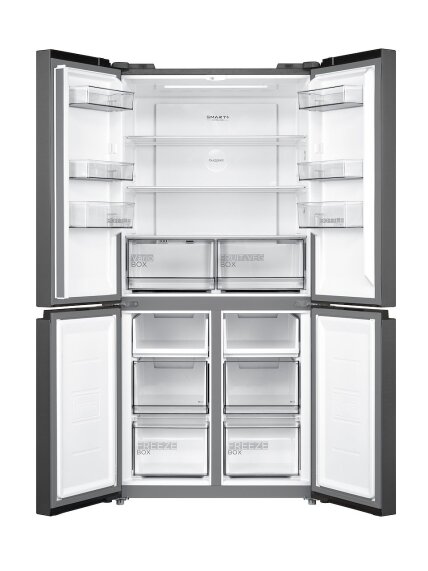 Midea Refrigerator | MDRF632FIE45 | Energy efficiency class E | Free standing | Side by Side | Height 177.5 cm | No Frost system | Fridge net capacity 305 L | Freezer net capacity 168 L | Display | 35 dB | Dark Inox 2