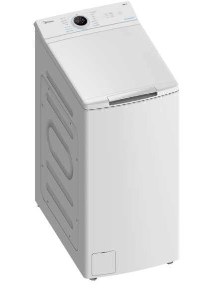 Midea | Washing Machine | MF100T70BA10/W-HR | Energy efficiency class A | Top loading | Washing capacity 7 kg | 1200 RPM | Depth 61 cm | Width 40 cm | Display | LED | Steam function | White