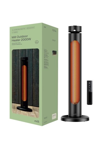 Mill CBOC20FLOOR Oscilliating Infrared Outdoor Heater, 2000 W, Black | Mill 5 Mill CBOC20FLOOR Oscilliating Infrared Outdoor Heater, 2000 W, Black | Mill 5