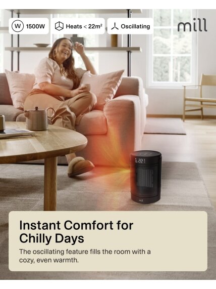 Mill FH1500BLACK | Ceramic fan heater | 1500 W | Suitable for rooms up to 22 m² | Black 2