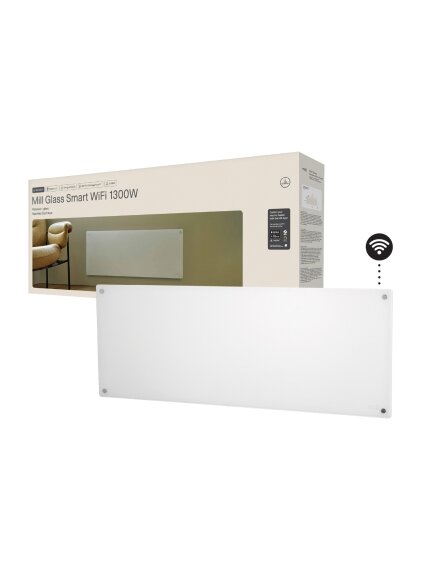 Mill Glass Smart WiFi Panel Heater Gen. 4 | GL1300WIFI4 | Panel Heater | 1300 W | Suitable for rooms up to 15-19 m² | White