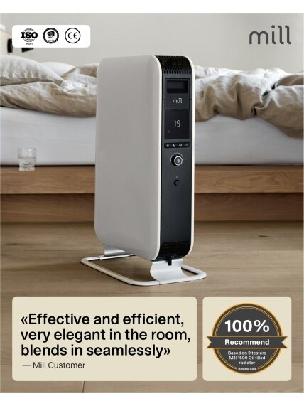 Mill | Heater | AB-H1000DN | Oil Filled Radiator | 1000 W | Number of power levels 3 | Suitable for rooms up to 12-16 m³ | White 18 Mill | Heater | AB-H1000DN | Oil Filled Radiator | 1000 W | Number of power levels 3 | Suitable for rooms up to 12-16 m³ | White 18